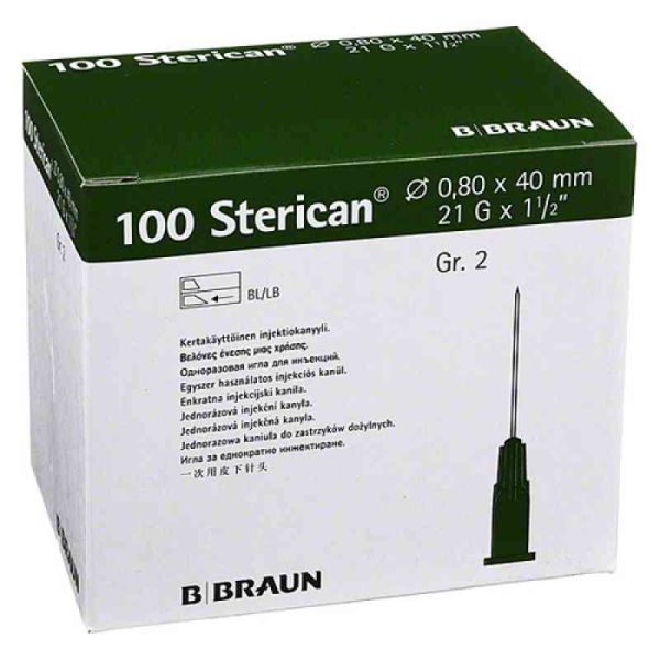 Sterican Kanüle luer-lok 0,80x40mm Größe 2 grün (100 stk)