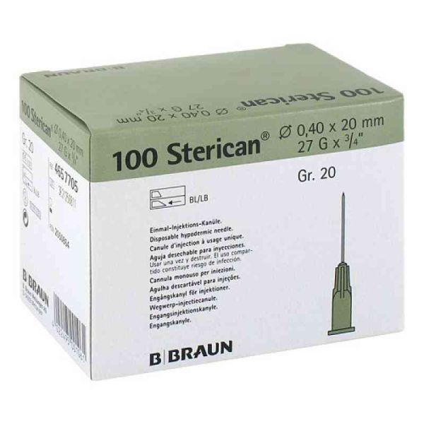 Sterican Kanüle luer-lok 0,40x20mm Größe 2 0 grau (100 stk)