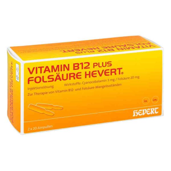 Vitamin B12 plus Folsäure Hevert [a-akut] 2 ml Amp (2X20 stk)