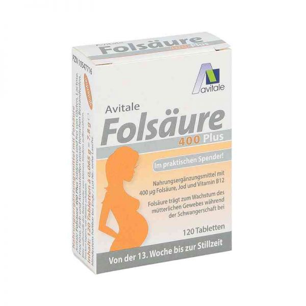 Folsäure 400 Plus B12+jod Tabletten (120 stk)