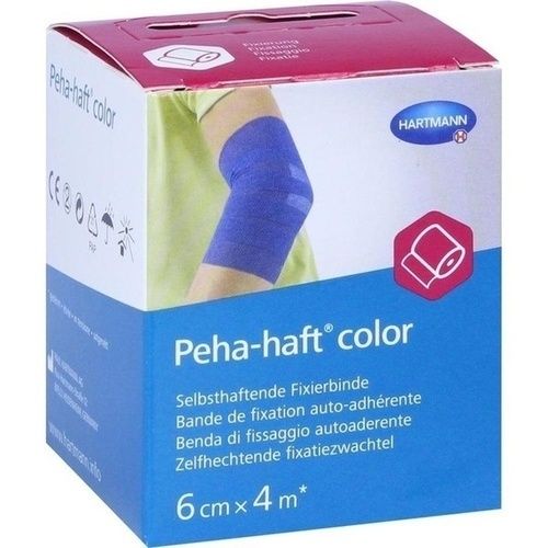 Peha-haft Color Fixierbinde latexfrei 6cmx4m blau, 1 ST