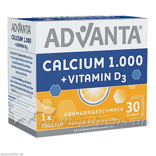 ADVANTA Calcium 1000mg + Vitamin D3 Sachets, 30X6.2 G