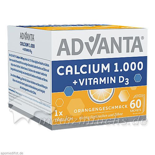 ADVANTA Calcium 1000mg + Vitamin D3 Sachets, 60X6.2 G