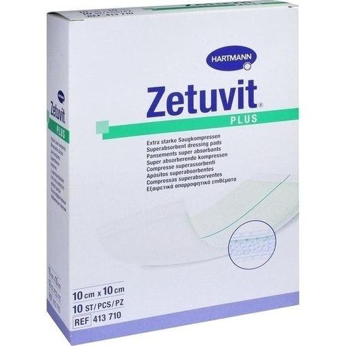 ZETUVIT Plus extrastarke Saugkompr.steril 10x10 cm, 10 ST