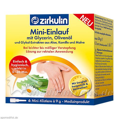 ZIRKULIN Mini-Einlauf mit Glyzerin Klistiere, 6X9 G