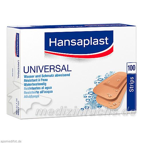 Hansaplast Universal Water Resist.30x72mm Strips, 100 ST