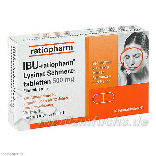 IBU-ratiopharm Lysinat Schmerztabletten 500mg, 10 ST