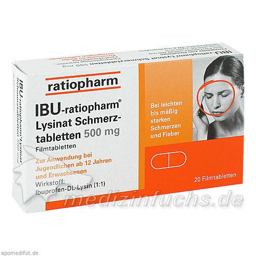 IBU-ratiopharm Lysinat Schmerztabletten 500mg, 20 ST