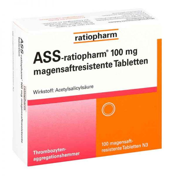 Ass ratiopharm 100 mg magensaftresistent Tabletten (100 stk)