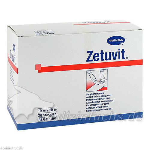 ZETUVIT Saugkompressen unsteril 10x10 cm, 30 ST