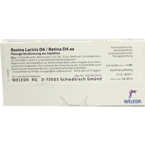 Resina Laricis D 6/ Retina D 4 aa, 8X1 ML