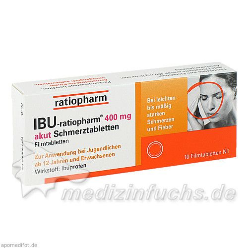 Ibu-ratiopharm 400mg akut Schmerztabletten, 10 ST