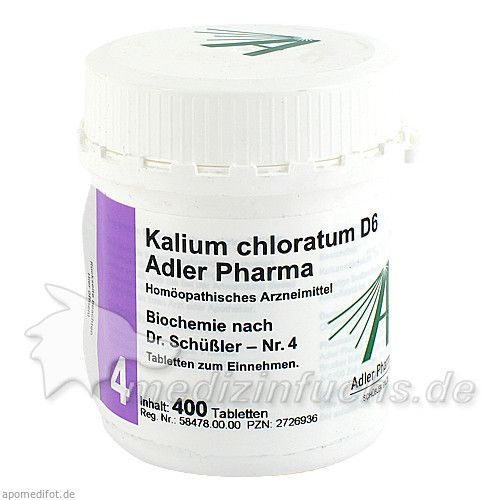 Biochemie Adler 4 Kalium Chloratum D 6 Adler Pharm, 400 ST