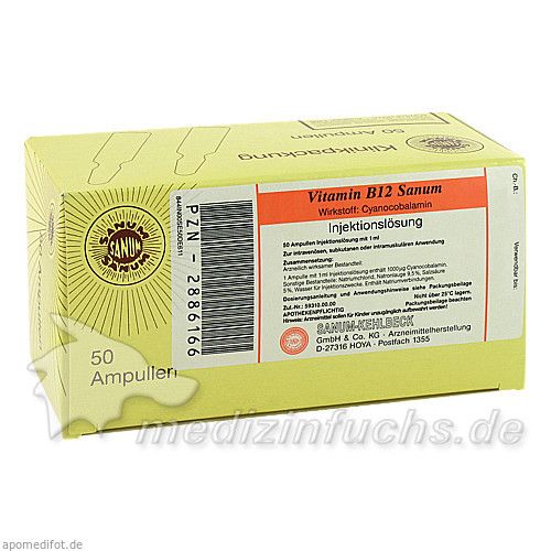 VITAMIN B12 Sanum Injektionsl, 50X1 ML