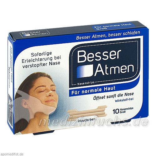 Besser Atmen Nasenstrips beige groß, 10 ST