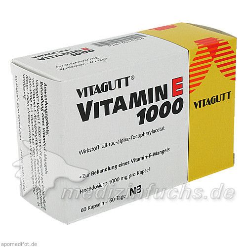 VITAGUTT Vitamin E 1000 Weichkapseln, 60 ST