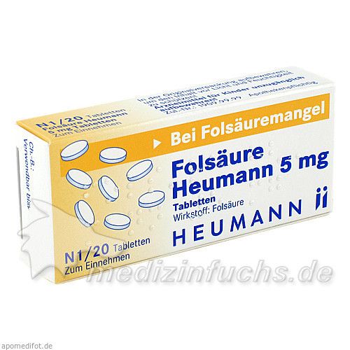 Folsäure Heumann 5mg Tabletten, 20 ST