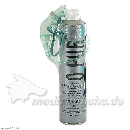 O PUR Sauerstoff Dose inkl. Maske und Schlauch, 8 L