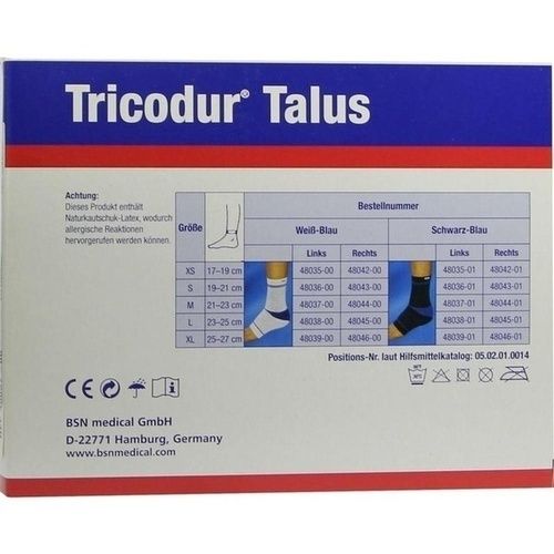 Tricodur Talus Bandage weiß-blau links M, 1 ST