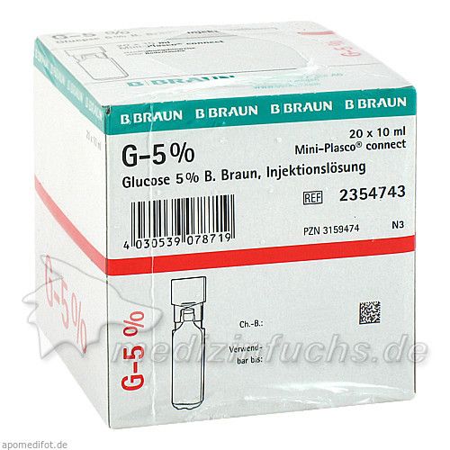 Glucose 5% Braun Mini-Plasco connect, 20X10 ML