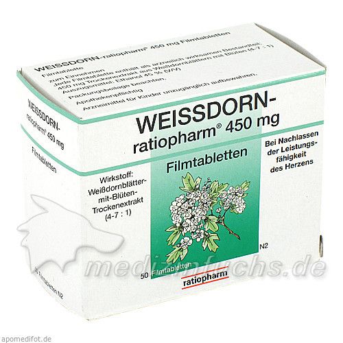 WEISSDORN RATIOPHARM 450 mg Filmtabletten, 50 ST