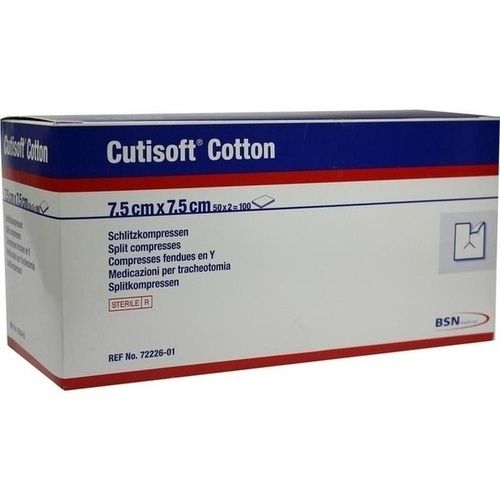 Cutisoft Cotton Schlitzkompressen steril 7.5x7.5cm, 50X2 ST