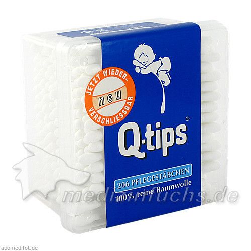 Q-tips Wattestäbchen Würfelbox, 206 ST