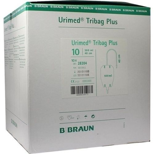 Urimed Tribag Plus Urin-Beinbtl.500ml steril 40cm, 10 ST