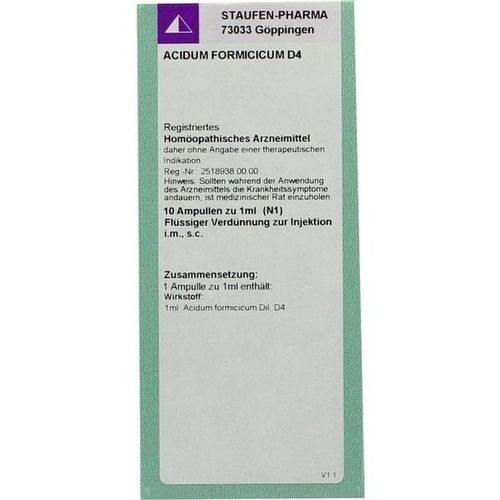 ACIDUM FORMICICUM D 4, 10X1 ML