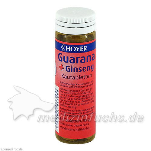 HOYER Guarana & Ginseng Kautabletten, 60 ST