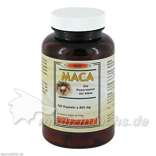 Maca Kapseln 850mg Macawurzelpulver aus Ökoanbau, 120 ST