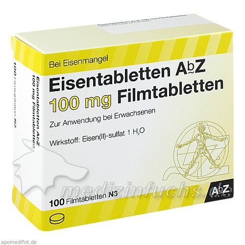 Eisentabletten AbZ 100 mg Filmtabletten, 100 ST