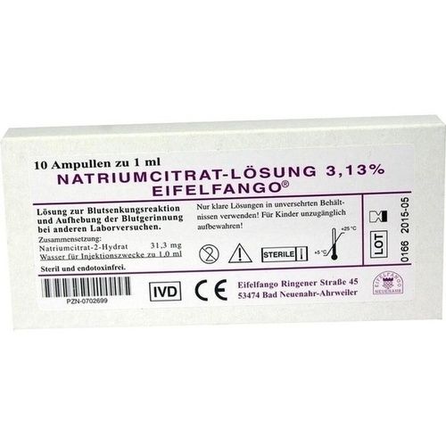 NATRIUM CITRICUM 3.13%, 10X1 ML