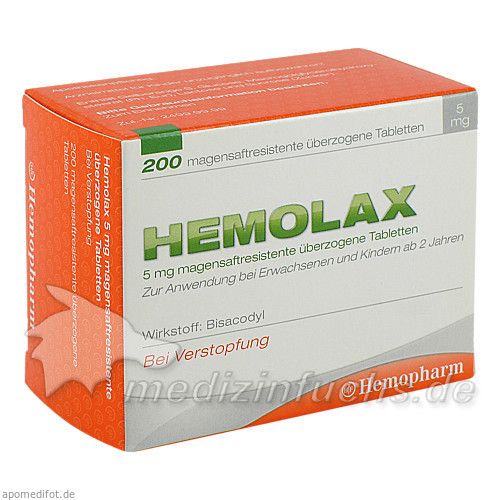 Hemolax 5mg überzogene Tabletten, 200 ST