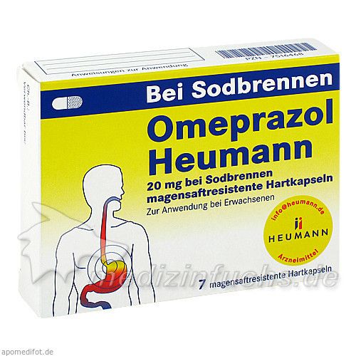 Omeprazol Heumann 20mg b Sodbr. magensaftr.Hartk., 7 ST