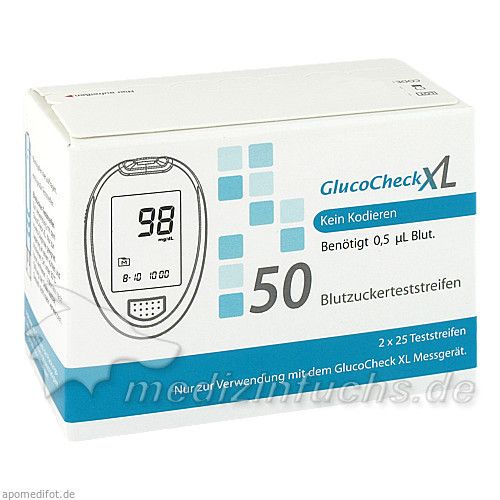 GlucoCheck XL Blutzuckerteststreifen, 50 ST