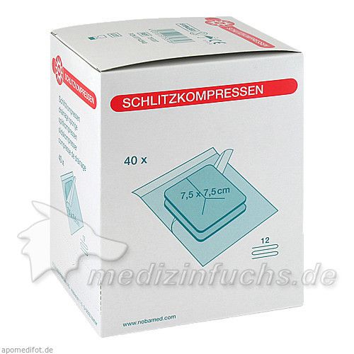 SCHLITZKOMPRESSE AUS MULL 7.5x7.5cm 12fach steril, 40X2 ST