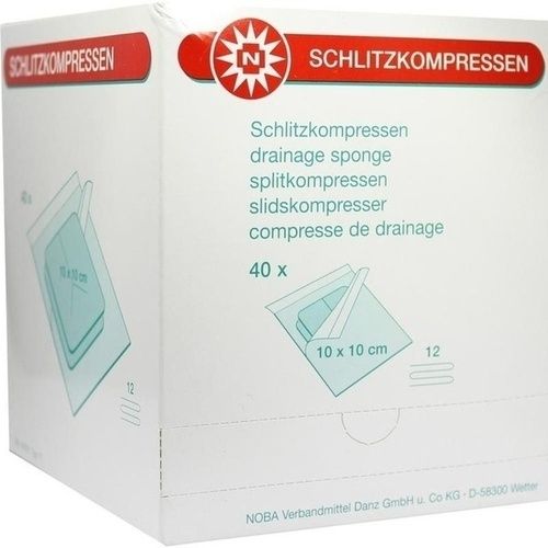 SCHLITZKOMPRESSE AUS MULL 10x10cm 12fach steril, 40X2 ST