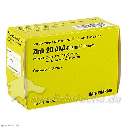 ZINK 20 AAA Pharma Dragees, 100 ST