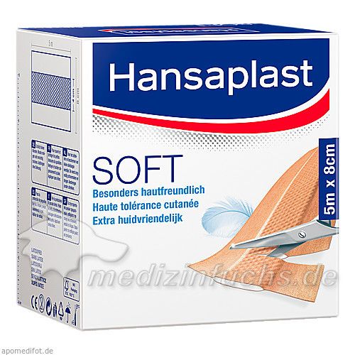 Hansaplast Soft 5mx8cm Rolle, 1 ST