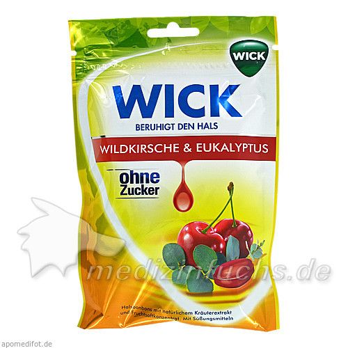 WICK Wildkirsche & Eukalyptus Bonbons o.Zucker, 46 G