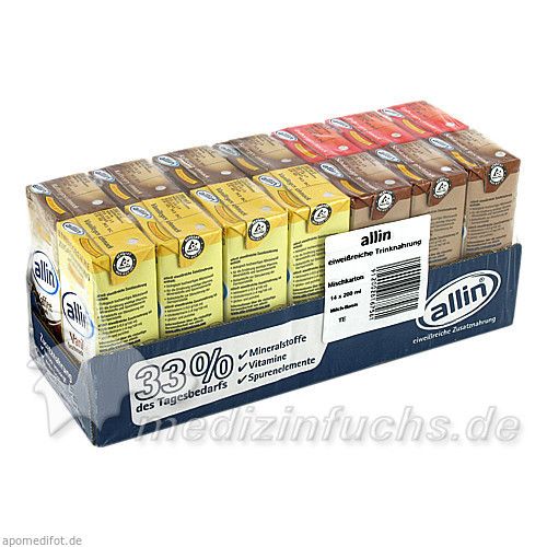 ALLIN-Mischkarton Kaffee Schoko Vanille Erdbeer, 14X200 ML