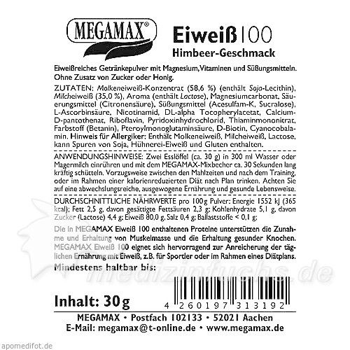 Eiweiss 100 Himbeer Megamax, 30 G