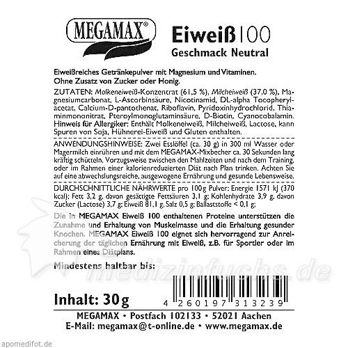 Eiweiss 100 neutral Megamax, 30 G