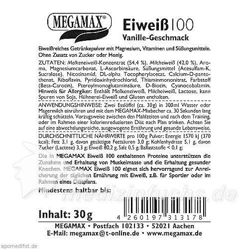 Eiweiss 100 Vanille Megamax, 30 G