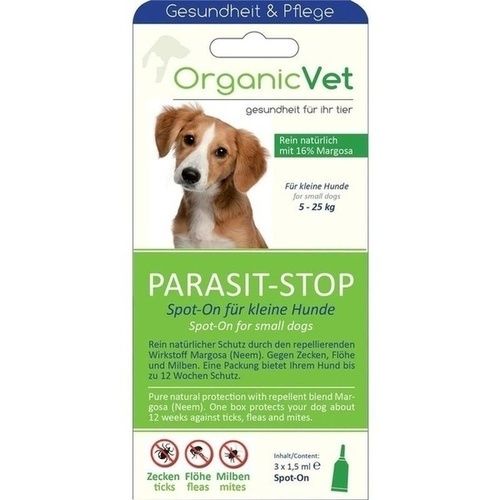 OrganicVet PARASIT-STOP Spot-On für kleine Hunde, 3X1.5 ML