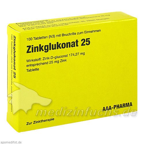 ZINKGLUKONAT 25 Tabletten, 100 ST