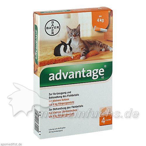 ADVANTAGE 40 mg Lsg.f.kl.Katzen/kl.Zierkaninchen, 4X0.4 ML